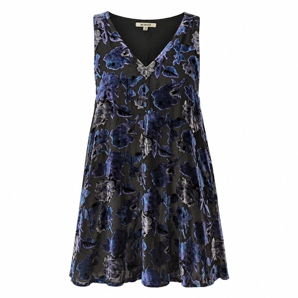 BB Dakota Velvet Burnout Purple Black Mini Dress Sz XS Dark Romantic Wimsy Goth